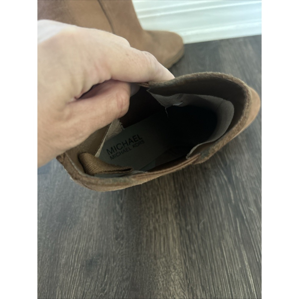 Michael Kors Thea Womens Caramel Brown Suede Leather Wedge Chelsea Ankle Boot 10 - Picture 4 of 10